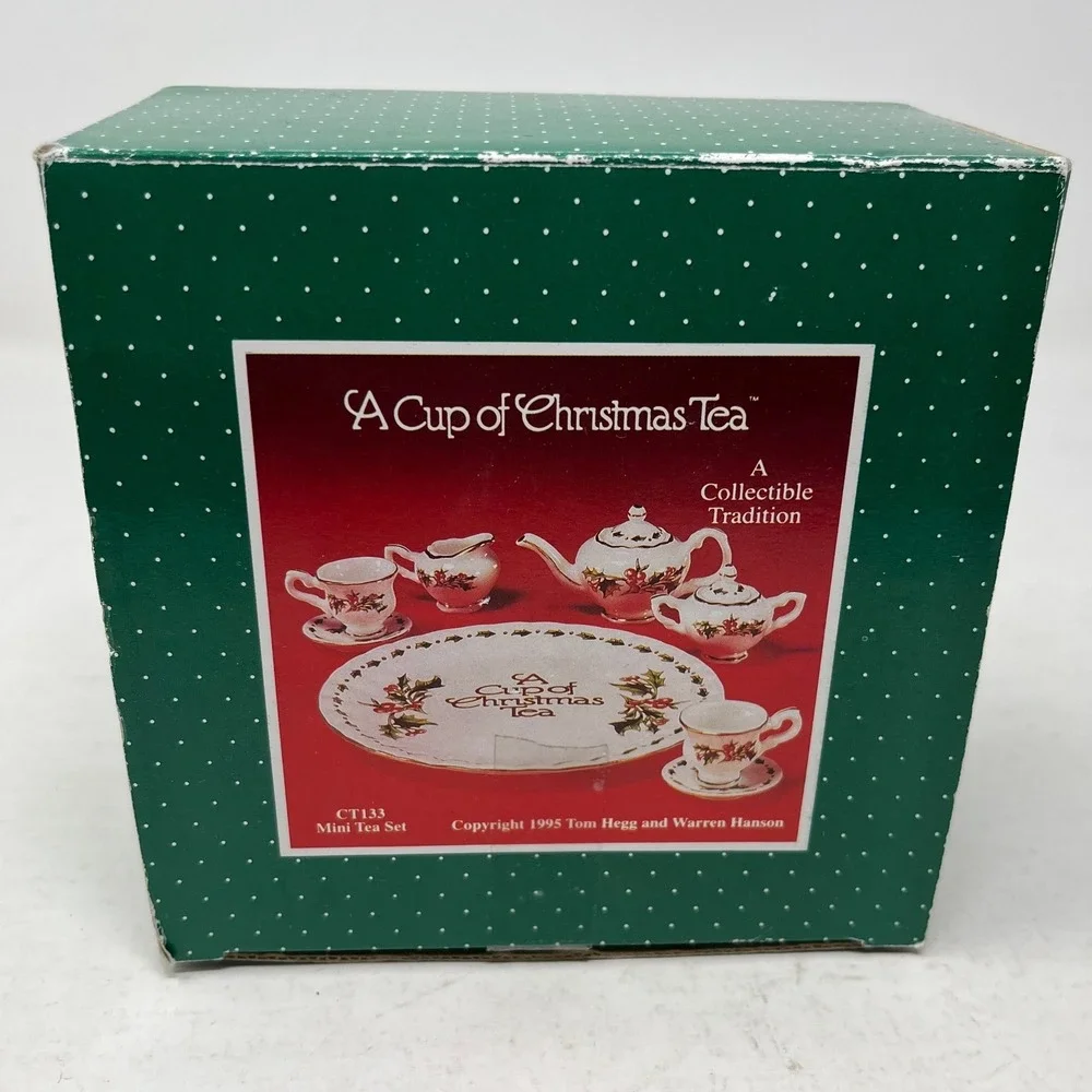 A Cup of Christmas Tea Mini Tea Set Coyne's Inc CT133 Holiday Porcelain 1995